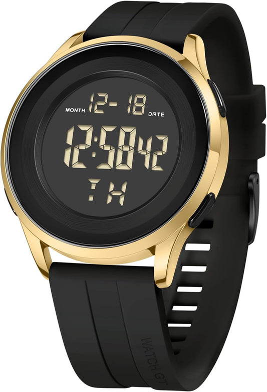 HOTCOSSINIGE Mens Digital Waterproof Military Watch for Men Black Dive Tactical Sports Minimalist Ultra-Thin Wrist Watch
