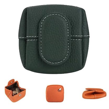 HOTMini Lychee Pattern Coin Purse, Leather Purses for Women, Coin Pouch Earphone Storage Bag with Key Buckle (Orange)