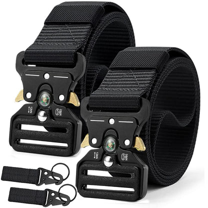HOTDOOPAI Tactical Belt for Men, Military Nylon Web with Heavy Duty Quick Release Metal Buckle, 1.5'' Wide - Ideal for Work,
