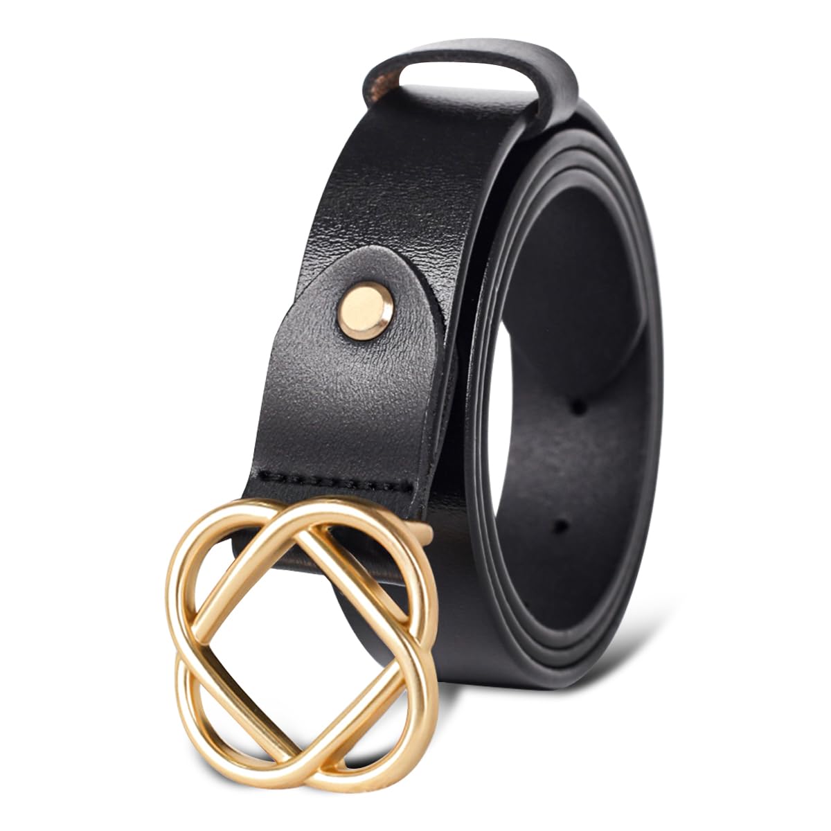 HOTRelang Women's Belts with Gold Buckle, Fashion Waist Band, Elegant Ladies' Belt, Gift for Women