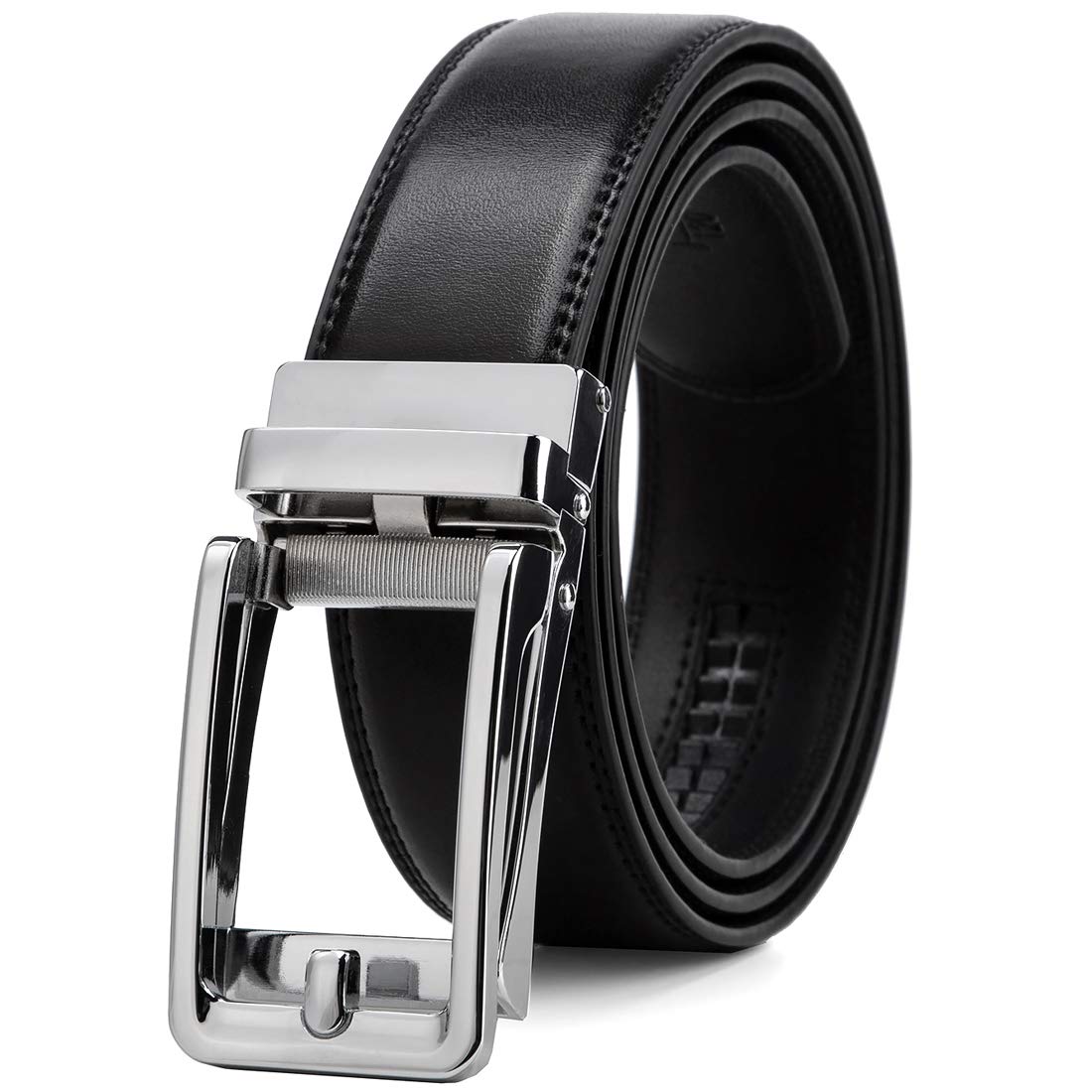 HOTFounders & C Men's Leather Ratchet Comfort Click Belt Dress with Slide Buckle -Adjustable Trim to Fit