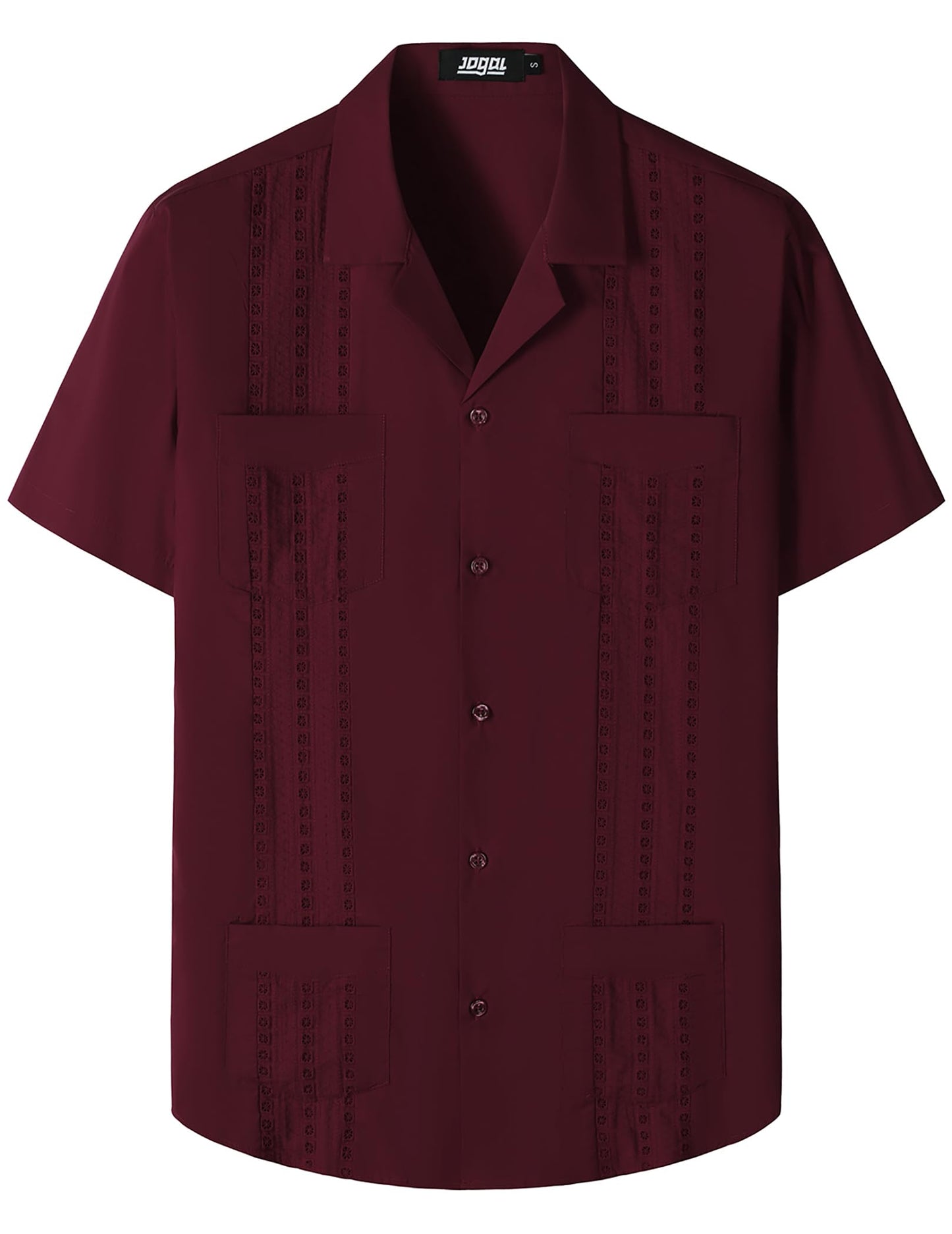 HOTJOGAL Mens Guayabera Shirts Cuban Short Sleeve Casual Button Down Beach Shirt
