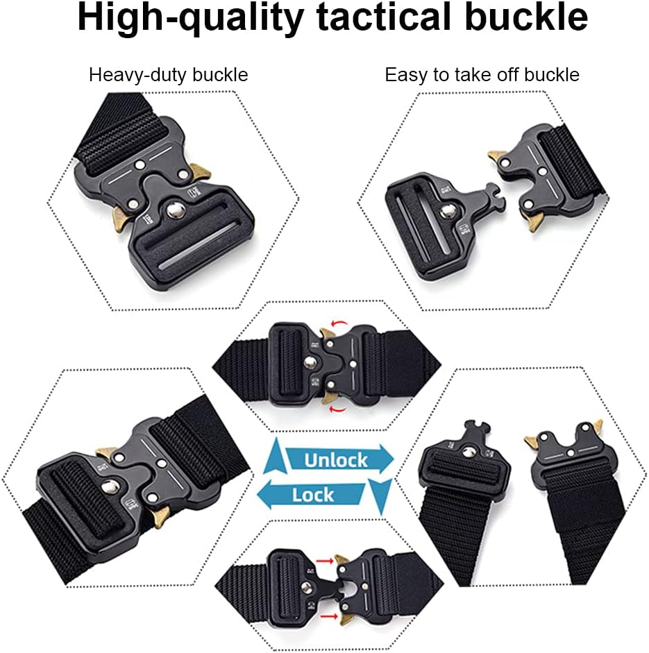 HOTDOOPAI Tactical Belt for Men, Military Nylon Web with Heavy Duty Quick Release Metal Buckle, 1.5'' Wide - Ideal for Work,