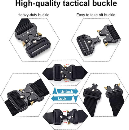 HOTDOOPAI Tactical Belt for Men, Military Nylon Web with Heavy Duty Quick Release Metal Buckle, 1.5'' Wide - Ideal for Work,