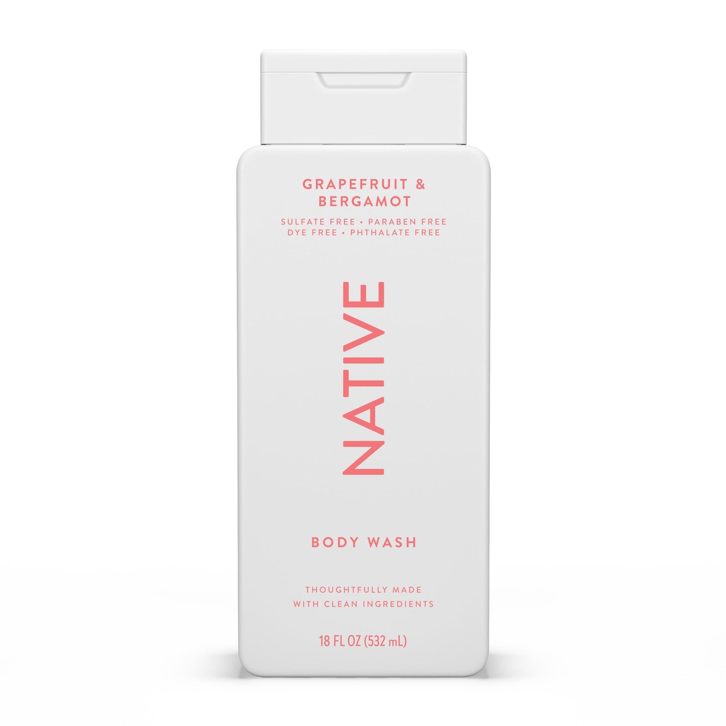 HOTNative Clean Body Wash, Gentle & pH-balanced for Sensitive Skin, 24-Hr Freshness for Men & Women, Vegan & Cruelty-Free, Free of Sulfates, Parabens & Phthalates, Sea Salt & Cedar, 18 fl oz