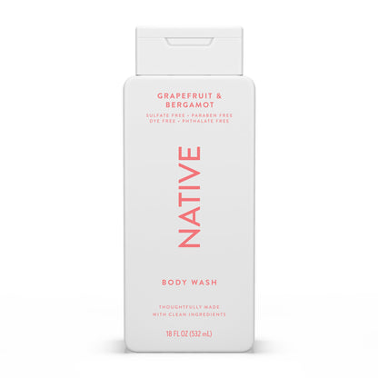 HOTNative Clean Body Wash, Gentle & pH-balanced for Sensitive Skin, 24-Hr Freshness for Men & Women, Vegan & Cruelty-Free, Free of Sulfates, Parabens & Phthalates, Sea Salt & Cedar, 18 fl oz