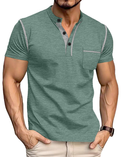 HOTMen's Henley Shirt Short Sleeve T-Shirt Casual Top Pullover Summer Lightweight Tee Shirts with Button