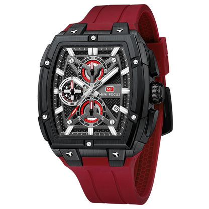 HOTMF MINI FOCUS Men's Watches Analog Fashion Wrist Watch, Skeleton Tonneau Watches for Men with Chronograph,Ideal for Sports Enthusiasts and Daily Wear