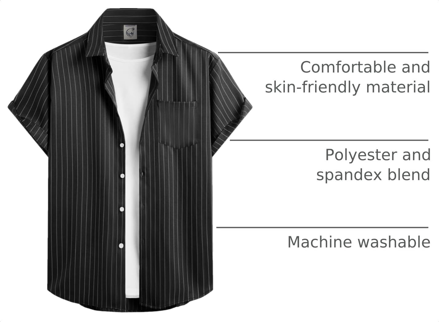 HOTHardaddy Men's Casual Striped Shirts Button Down Short Sleeve Blouse Summer Hawaiian Shirt