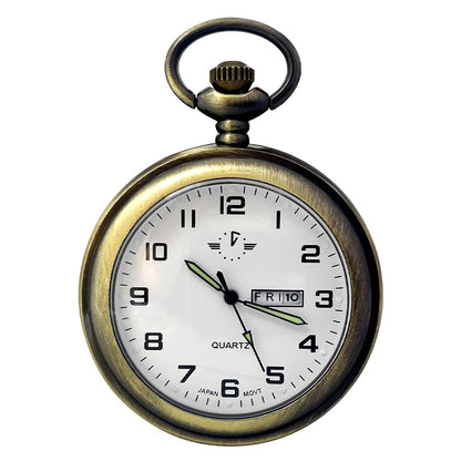 HOTBOSHIYA Smooth Quartz Pocket Watches for Men Classic Arabic Digital Luminous Dial & Day Date Pocket Watch with Chain Christmas Graduation Birthday Gifts