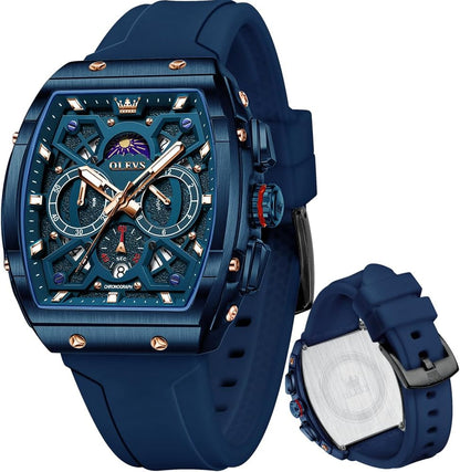 HOTOLEVS Mens Watches Stylish Chronograph Waterproof Luminous Silicon Strap Multifunction Watches for Men Business Men Wrist Watch