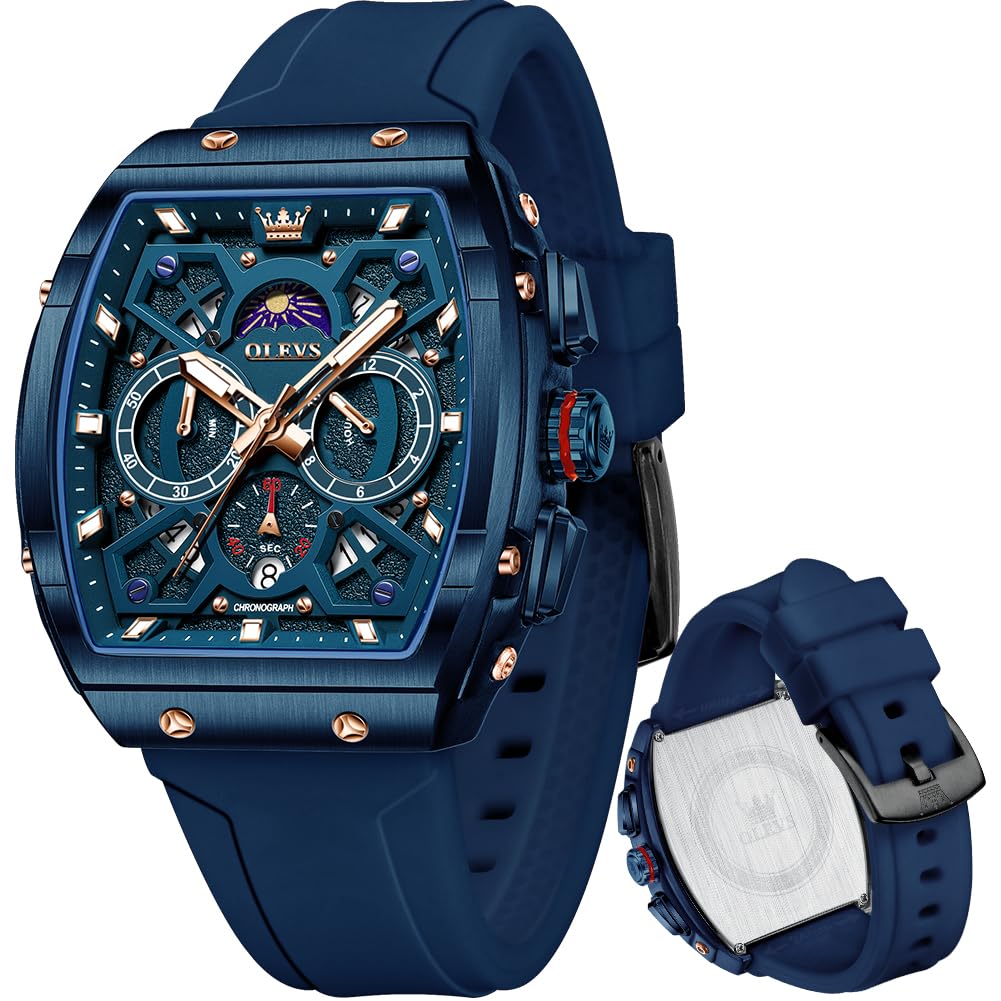 HOTOLEVS Mens Watches Stylish Chronograph Waterproof Luminous Silicon Strap Multifunction Watches for Men Business Men Wrist Watch