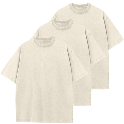 HOTMen's Cotton T-Shirts Oversized Unisex Short Sleeves Casual Loose Wash Solid Basic Tee Tops