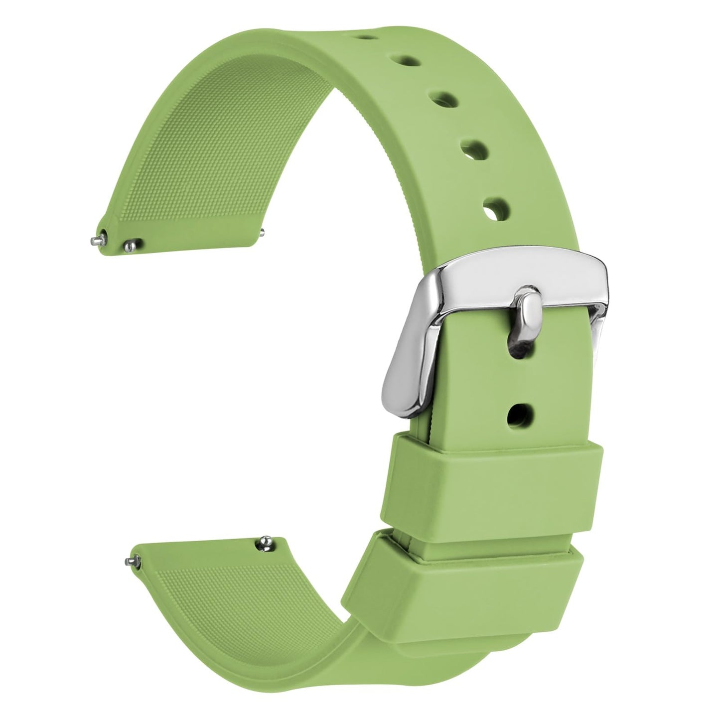 HOTWOCCI 20mm Silicone Watch Band, Quick Release Rubber Replacement Strap with Black Stainless Steel Buckle (Black)