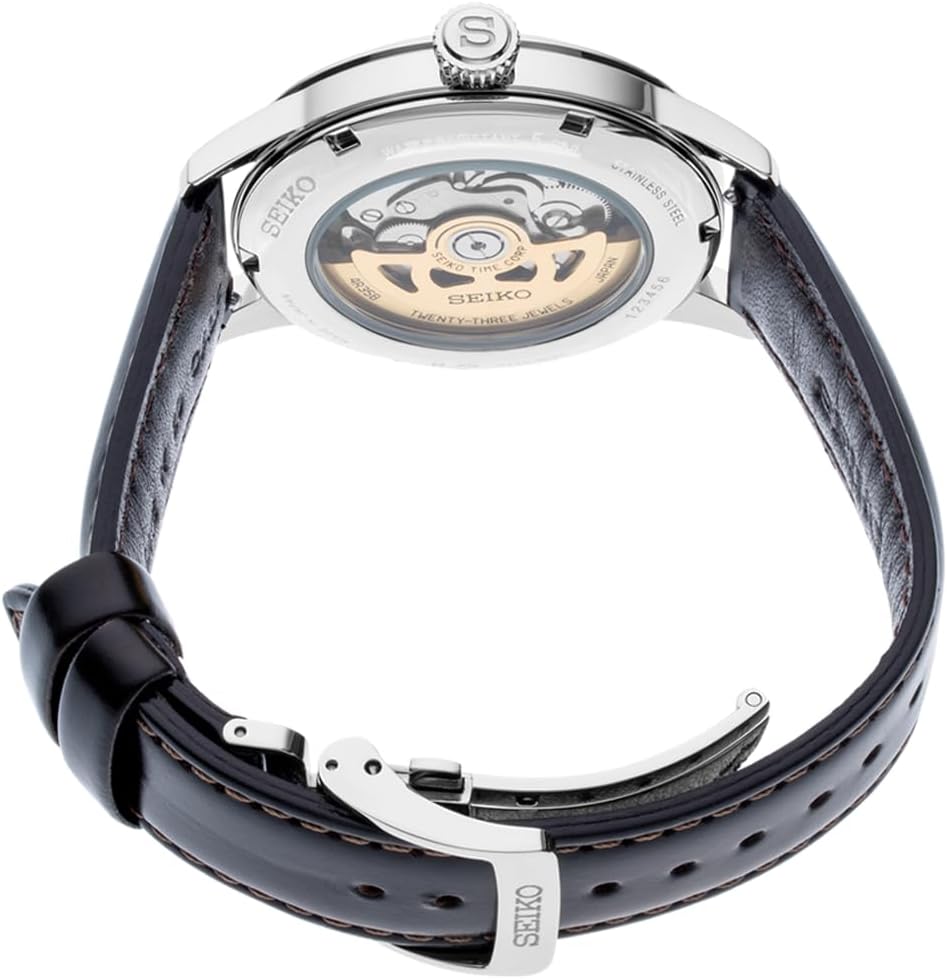 HOTSEIKO Presage Cocktail Time Automatic Watch for Men | Patterned & Gradated Dial, Golden Numerals and Date Calendar, 50m Water-Resistant, 41-Hour Power Reserve