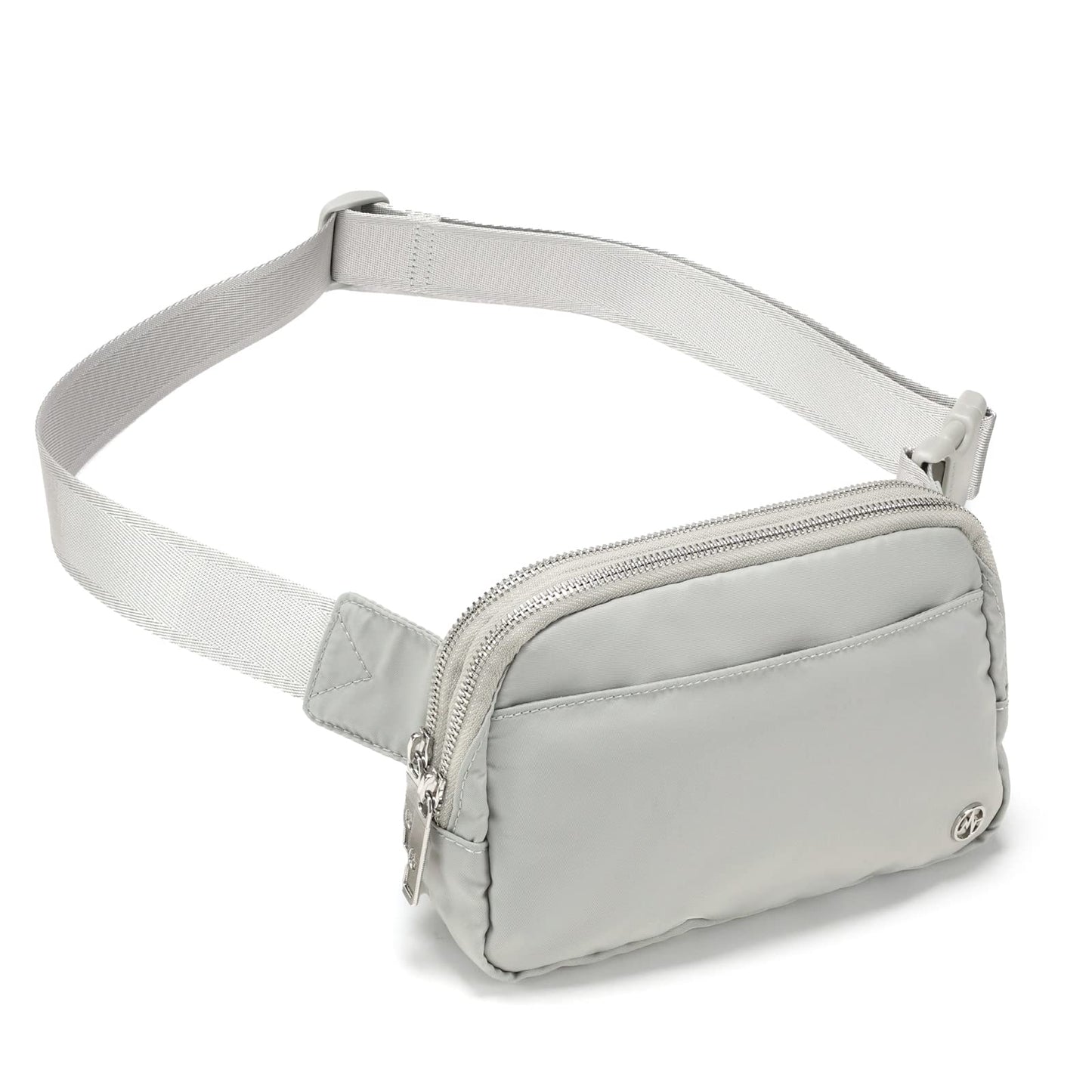 HOTPander Everywhere Belt Bag for Women, 5 Zipper Pockets Nylon Crossbody Fanny Pack Purse (White Opal)