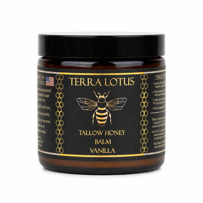HOTTerra Lotus - Organic Grass-Fed Beef Tallow Balm with Raw Honey - Moisturizing Cream - Handmade All-Natural Moisturizer (2 Oz, Unscented)