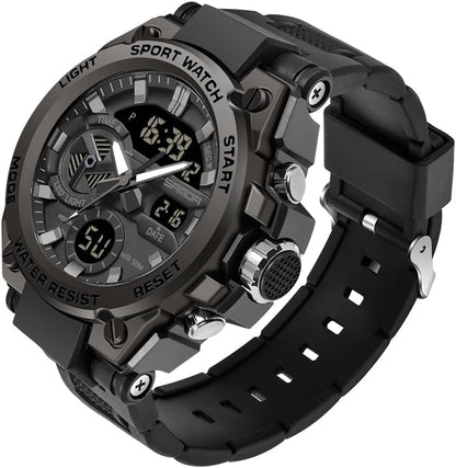 HOTKXAITO Men's Watches Sports Outdoor Waterproof Military Watch Date Multi Function Tactics LED Alarm Stopwatch