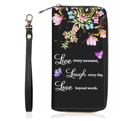 HOTChristian Cross Quote Bible Verse Matthew 19:26 Print Wallet for Women Large Capacity Wallet Credit Card Holder PU Leather Zipper Clutch Purse Phone Wallet