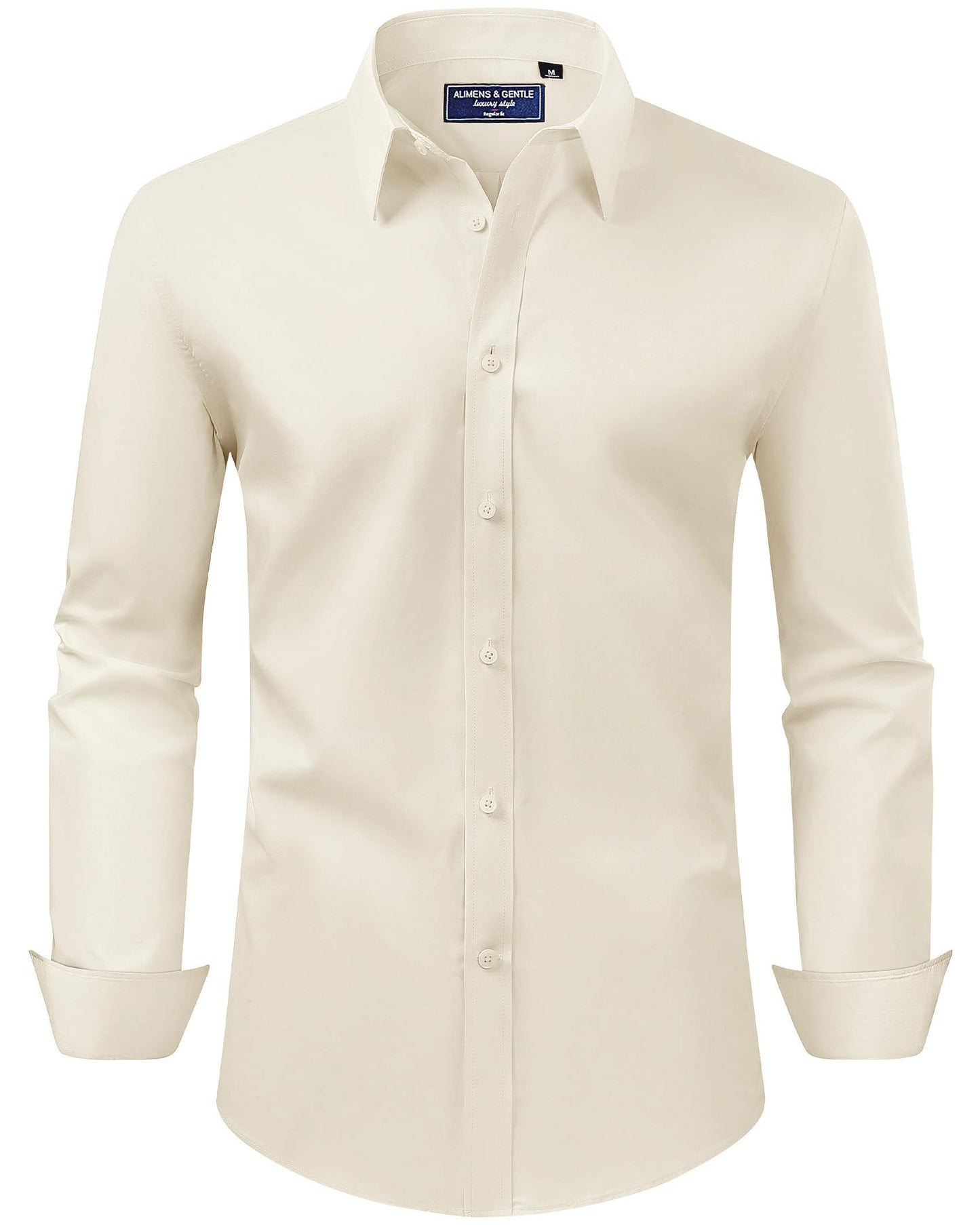 HOTAlimens & Gentle Men's Dress Shirt Regular Fit Stretch Stain Shield Long Sleeve Solid Business Wedding Button Down Shirts