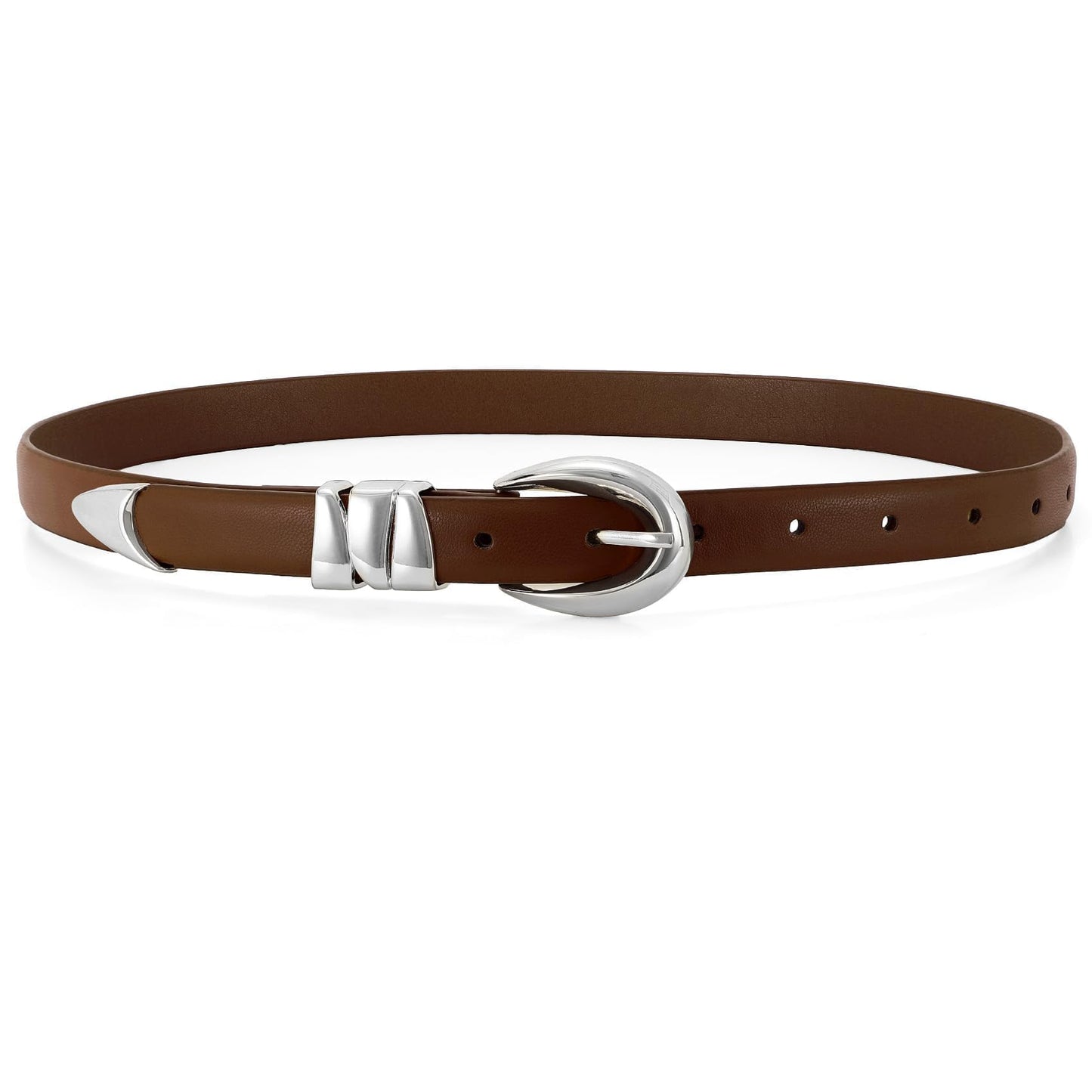HOTWHIPPY Women Skinny Leather Belt for Jeans Pants Dresses Ladies Fashion Waist Belt with Shiny Gold Buckle