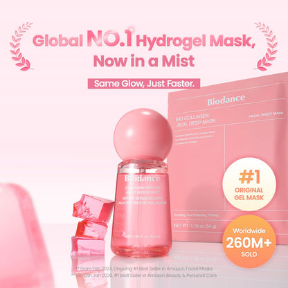 HOTBIODANCE Collagen Peptides Jelly Serum Mist, Hydrating Face Mist, Plumping, Anti-Aging Face Spray, Sprayable Hydrogel, Travel Essentials & Self Care Gifts for Women, Korean Skin Care | 1.69 fl.oz