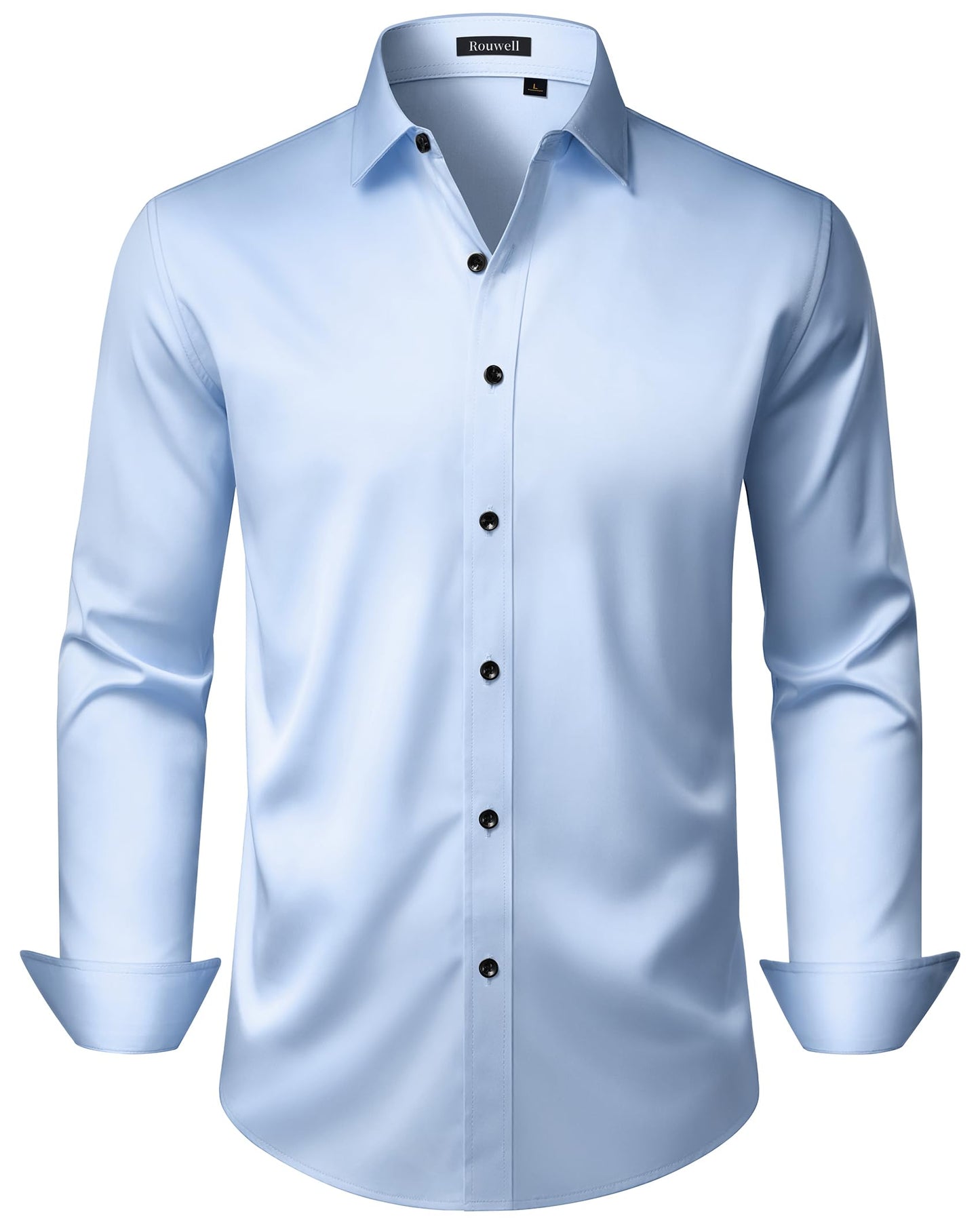HOTMens Wrinkle Free Dress Shirts Regular Fit Business Button Down Shirt Formal Long Sleeve Wedding Stretch Shirts