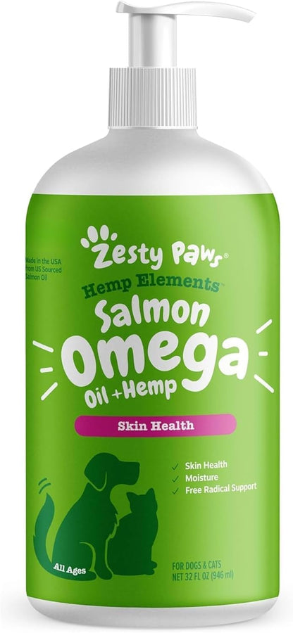 HOTZesty Paws Wild Alaskan Omega-3 Blend Pollock + Salmon Oil for Dogs and Cats- Skin and Coat Support, Omega 3 Supplement for Pets, 8.5oz