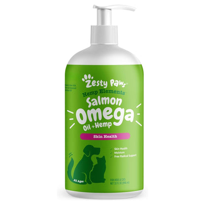 HOTZesty Paws Wild Alaskan Omega-3 Blend Pollock + Salmon Oil for Dogs and Cats- Skin and Coat Support, Omega 3 Supplement for Pets, 8.5oz