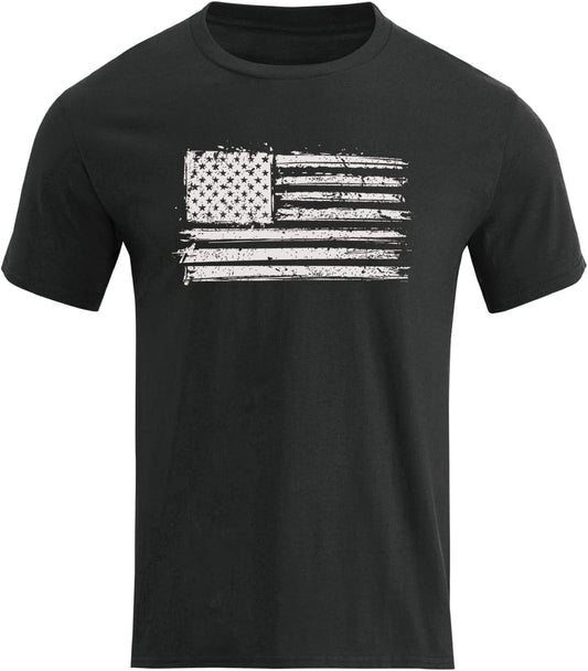 HOTH HYFOL Men's Graphic T-Shirts USA Flag Cotton Short Sleeve American Patriotic Crewneck Casual Regular Tee Shirts