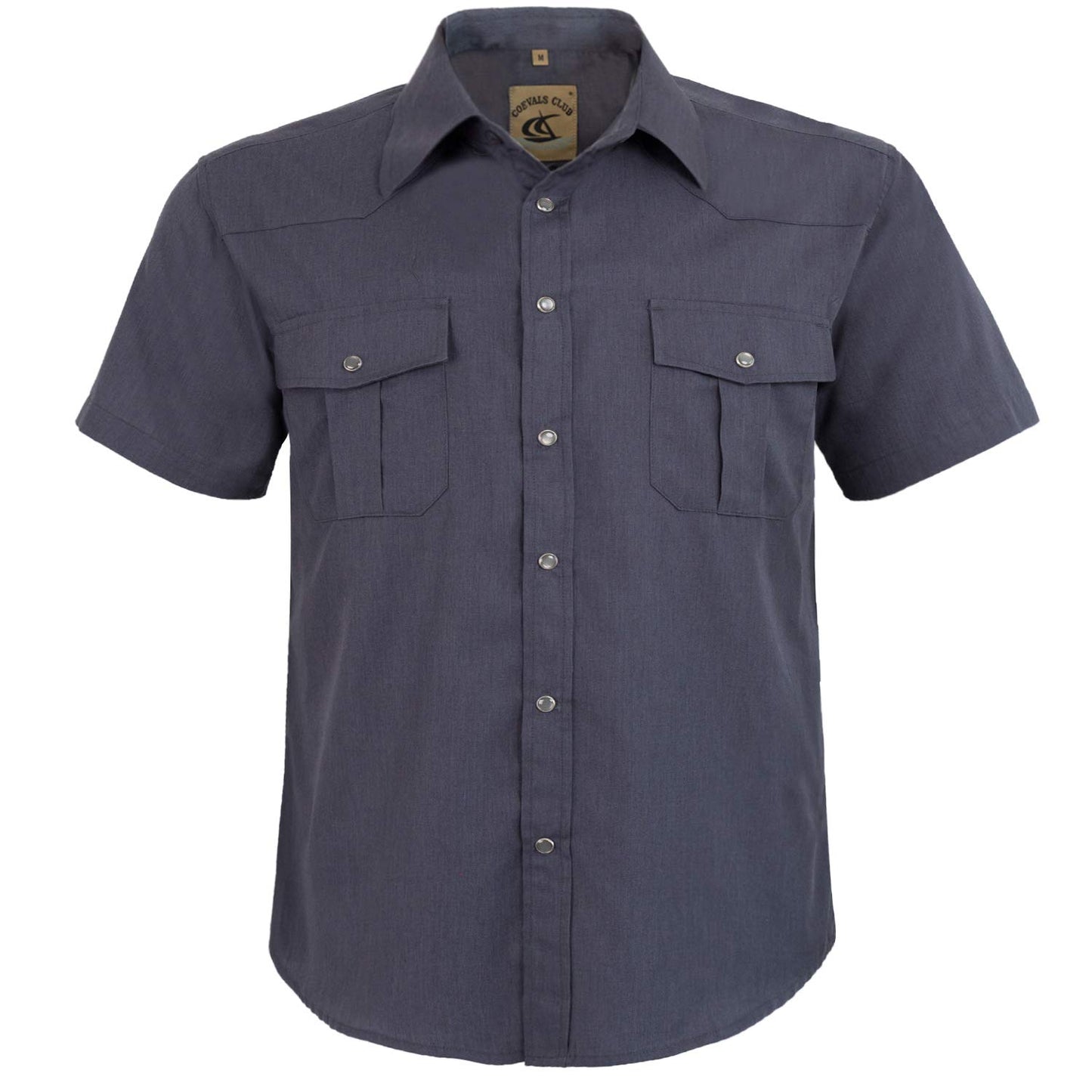 HOTMens Western Cowboy Pearl Snap Short Sleeve Casual Two Pockets Work Solid Derss Button Up Wrinkle Free Shirts