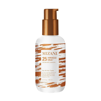 HOTMizani 25 Benefit Miracle Milk - Leave in Conditioner for Curly Hair, With Coconut Oil, Curl Detangler Spray, Anti Frizz Heat Protectant, No Drying Alcohols, Paraben-Free