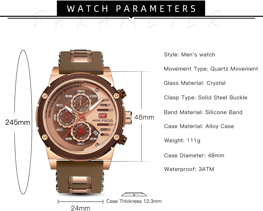 HOTAIMES Mens Watches for Men Casual Chronograph Waterproof Sport Military Watch Analog Quartz Movement Stylish Luxury Dress Wrist Watch Elegant Gift Watch for Men