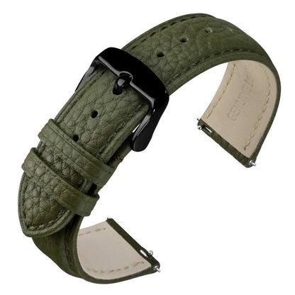 HOTANNEFIT Watch Band 18mm, Quick Release Textured Padded Leather Straps with Gold Buckle for Men and Women (Black)
