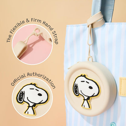 HOTMINISO Snoopy Stitch Character Silicone Coin Purse with Wrist Strap, Beige, Round Pouch (Snoopy)