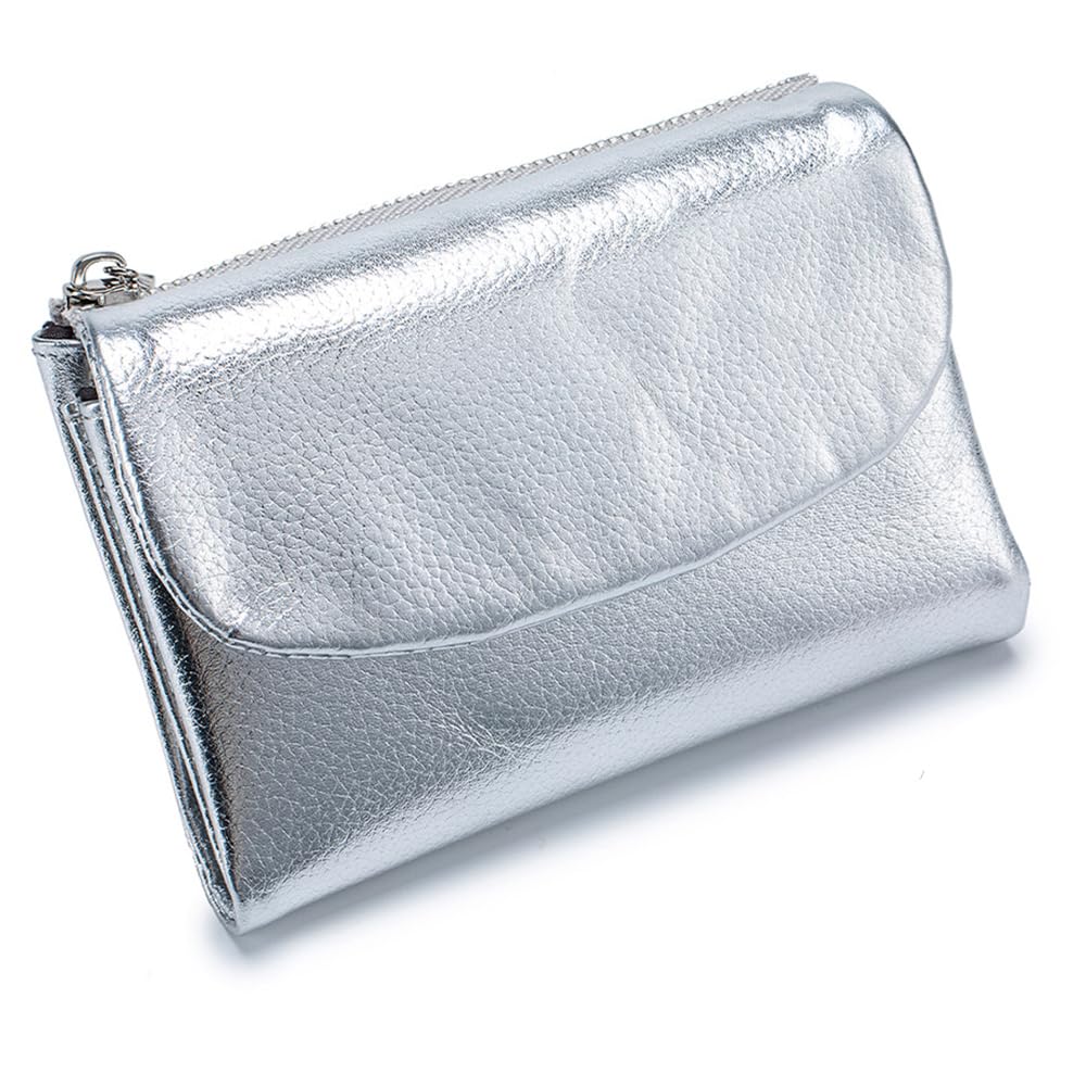 HOTLECDOA Unisex Pebble Leather Wallet, Short Genuine Leather Coin and Card Wallet, Small Wallets for Women, Suitable for Coins and Cards (#15)