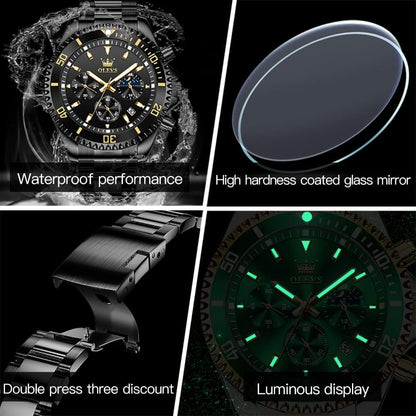HOTOLEVS Mens Stainless Steel Watch Fashion Luxury Big Face Analog Waterproof