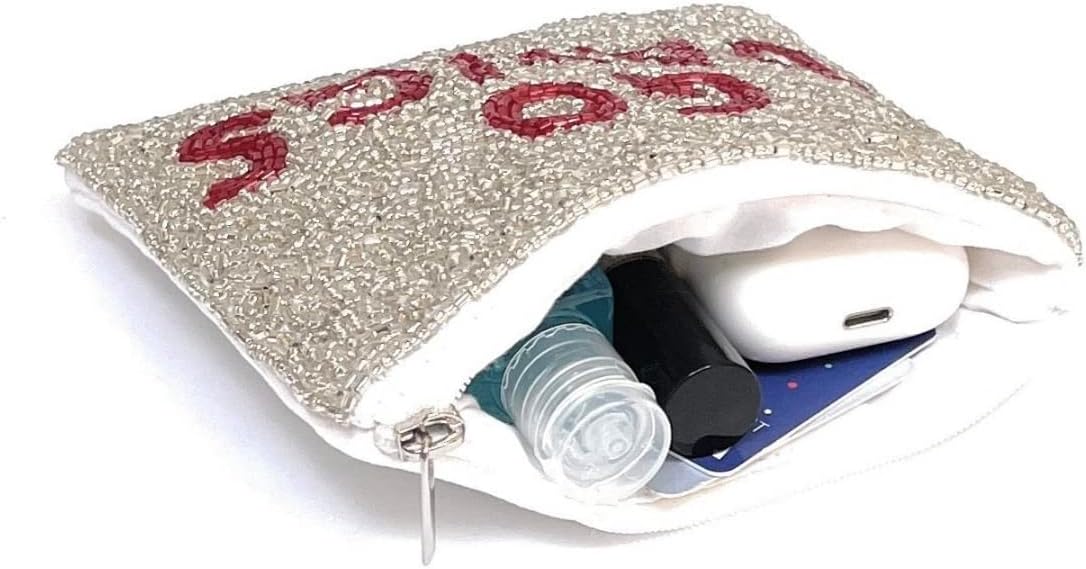 HOTGo Dawgs Beaded Coin Purse, Go Dawgs Coin Purse, Beaded Coin Pouch, Small Wallets, Birthday Gift, Football Fans Gifts