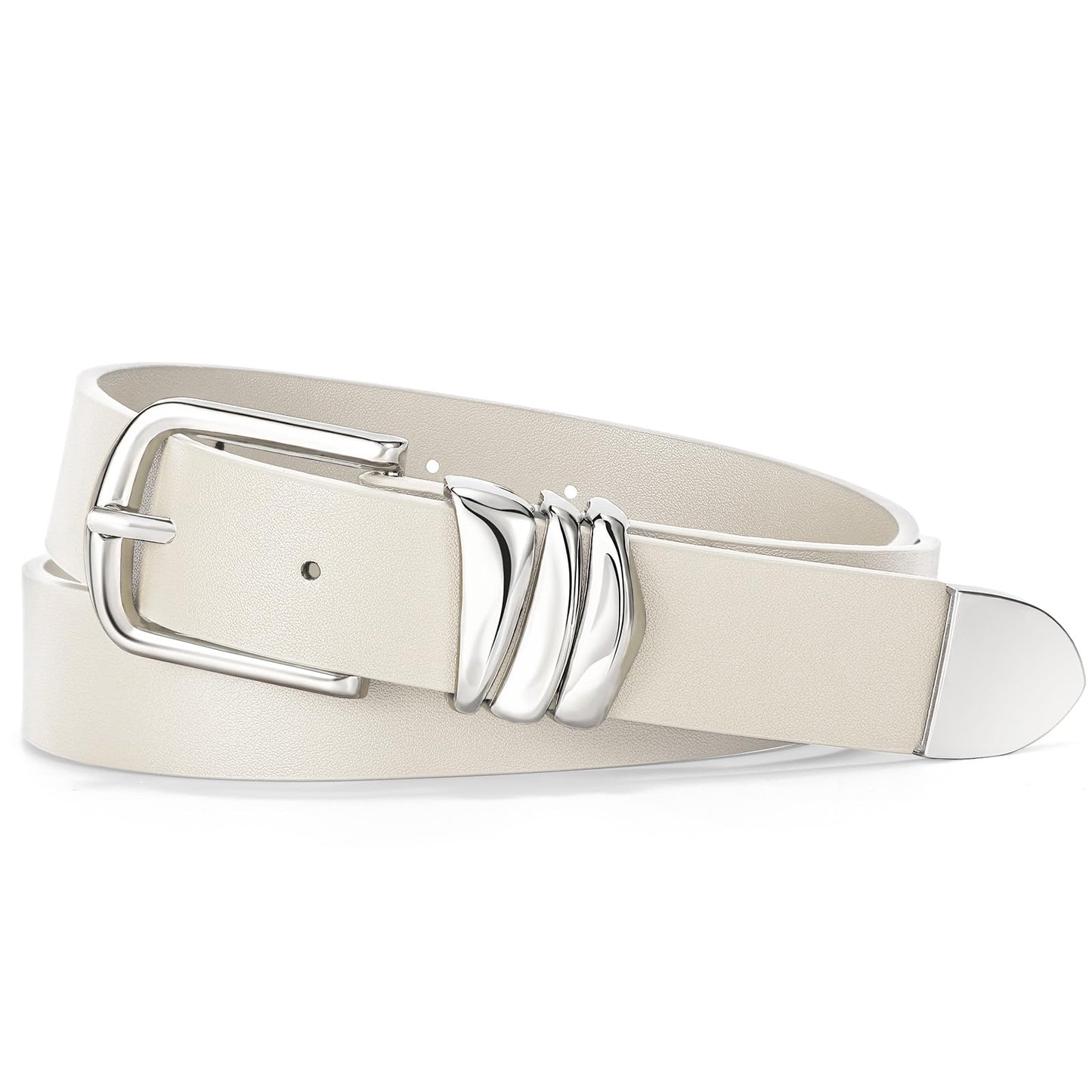 HOTVONMELLI Women's Belt for Jeans Dress Leather Belt for Women Fashion Waist Ladies Belt with Silver Buckle