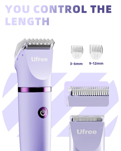 HOTUfree Bikini Trimmer Electric Razors for Women, Ceramic Blade Body Hair Trimmer, IPX7 Waterproof Rechargeable Lady Shaver, Personal Groomer for Legs & Pubic Hair, Gifts for Women, Purple
