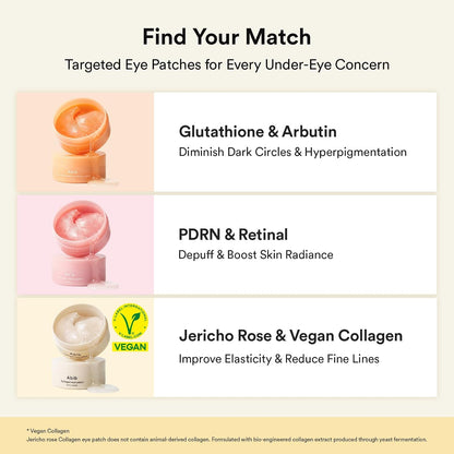 HOTAbib Vegan Collagen Eye Patches for Wrinkles & Fine Line with Jericho Rose Jelly & Peptides, 60 Count, Korean Skin Care