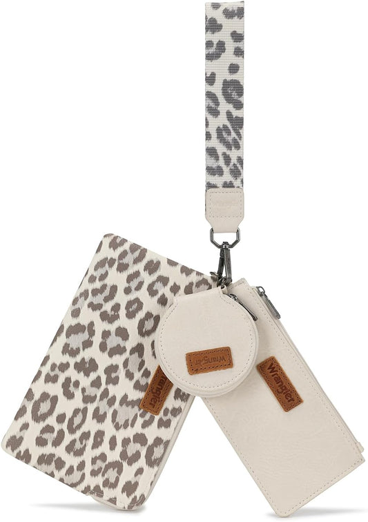 HOTMontana West X Wrangler Keychain Wristlet Wallets for Women Dual Pouch Wristlet with Zipper Coin Purse Large Capacity and Easy to Carry