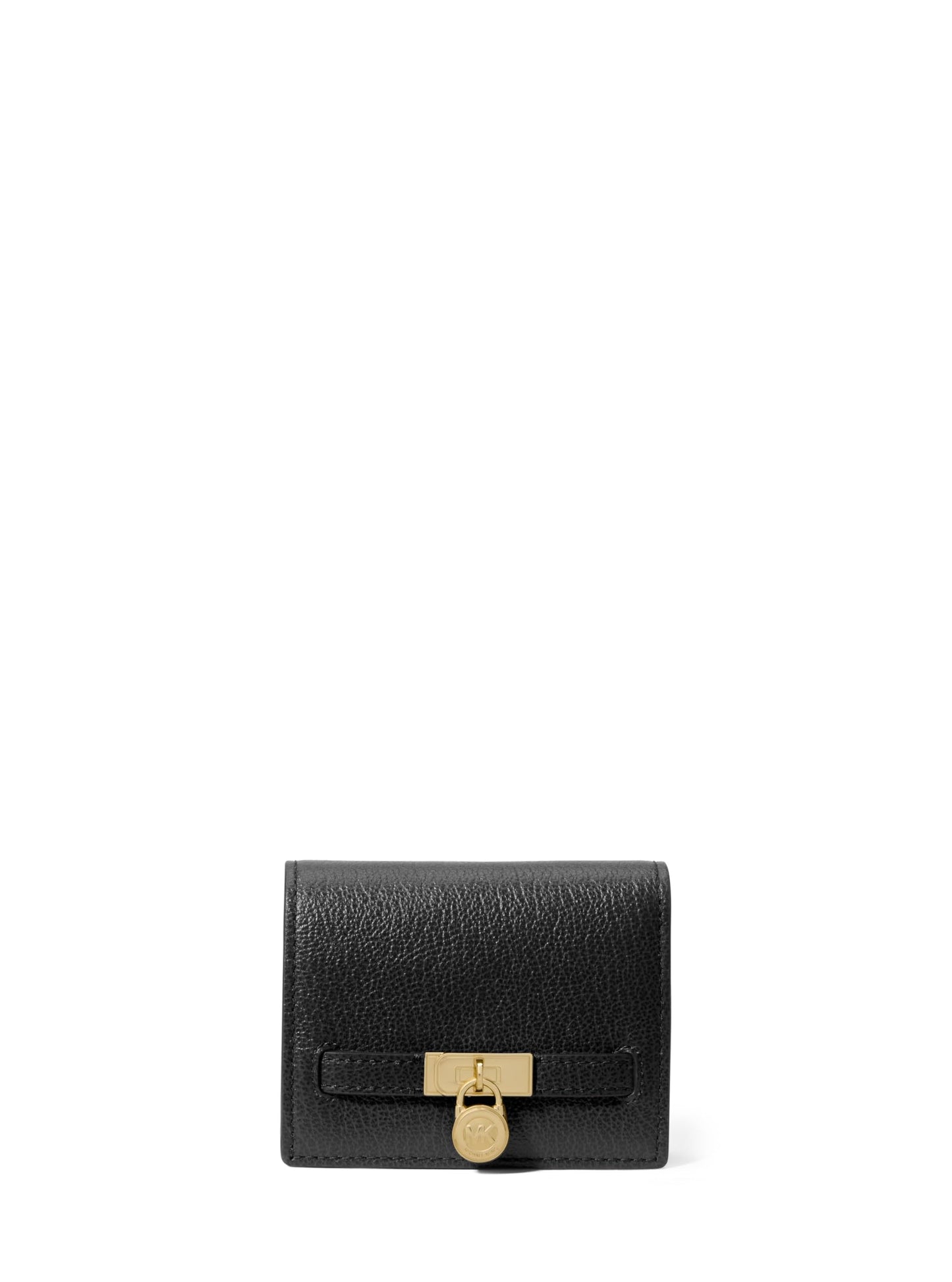 HOTMichael Kors Hamilton Small Compact Wallet, Gold-Tone Hardware/MK Signature Coated Twill/Brown/Black