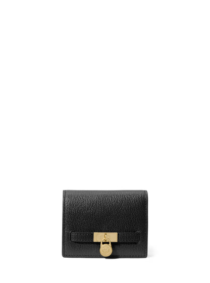 HOTMichael Kors Hamilton Small Compact Wallet, Gold-Tone Hardware/MK Signature Coated Twill/Brown/Black