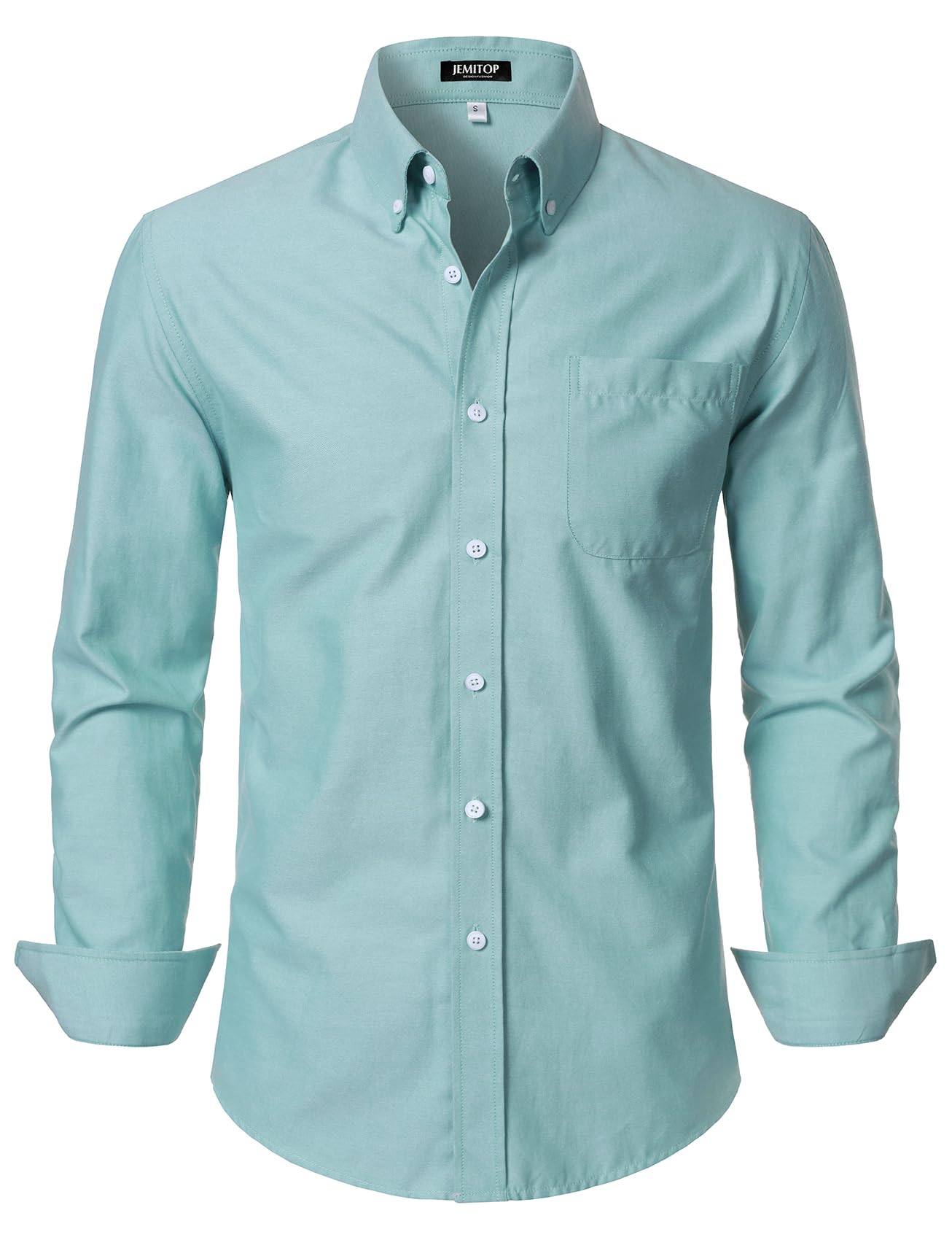 HOTJEMITOP Men's Classic Lightweight Oxford Button Down Collar Shirts Business Casual Long Sleeve Dress Shirt with Pocket
