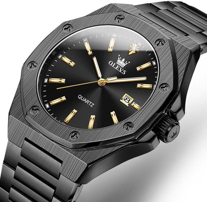 HOTOLEVS Mens Watches Octagonal Luxury Stainless Steel Dress Watches for Men Quartz Analog Large Face Luminous Relojes para Hombres