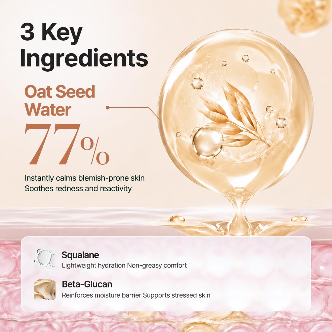 HOTPURITO Oat Calming Gel Cream | Face Moisturizer for Blemish Calm & Lightweight Hydration | All skin types, sensitive and blemish-prone skin | Non-Comedogenic | Korean Skincare, 100mL, 3.38 fl.oz