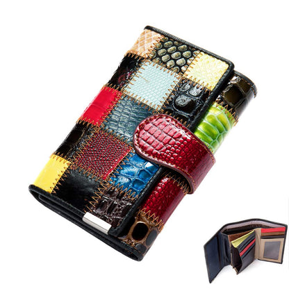 HOTWomen Multicolor Wallets Genuine Leather Card Holder Large Purses Phone Clutch (Multicoloured Diamond-L)