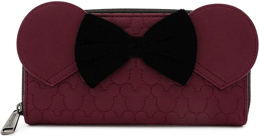 HOTLoungefly Disney Minnie Mouse Quilted Zip Around Wallet with Velvet Bow