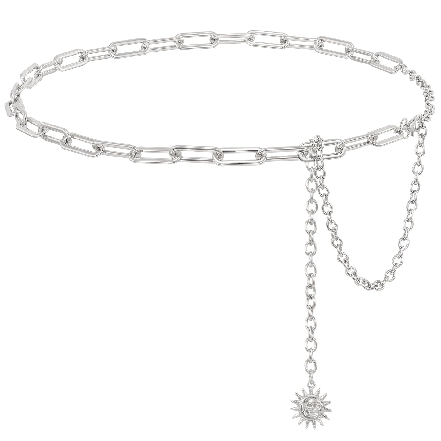 HOTWHIPPY Metal Waist Chain Belt Women Adjustable Body Link Belts Ladies Fashion Chain for Jeans Dress